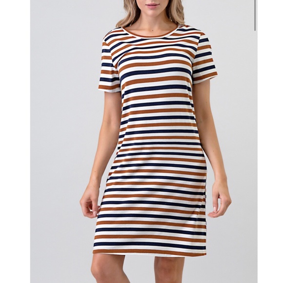 Ultra Soft & Stretchy Striped T-shirt Tunic Dress NWT - Picture 4 of 5